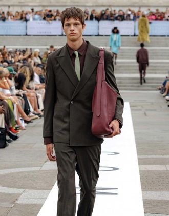 Topman Giacca da abito vestibilità comoda verde scuro effetto lana