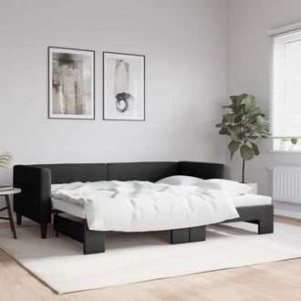 vidaXL Sof&aacute; Cama Nido Tela Negro 90x190 Cm Vidaxl