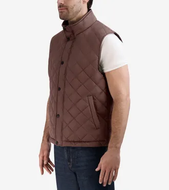 Cole Haan Mens Diamond Quilted Vest - Brown Size Medium