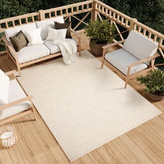 Tapiso Alfombra de exterior de polipropileno en beige y crema 80x150 cm