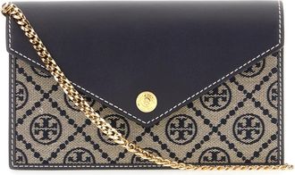 Tory Burch T Monogram Envelope Crossbody - Dames - Schoudertassen - Blauw - ONE Size - Katoen - Tassen