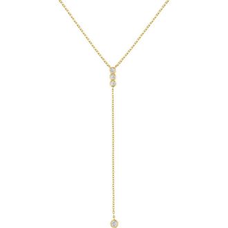 BEN ONI Bezel CZ Lariat Necklace in Gold at Nordstrom