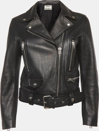 Acne Studios Black Leather Mock Biker Jacket