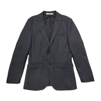 Selected Blazers, male, Gray, 2XL, Pinstriped Gray Blazer Double Button