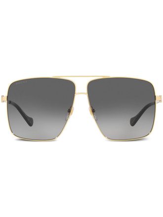 Gucci Occhiali da sole squadrati con placca logo - Oro