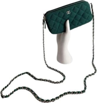 Chanel Pre-owned Fabric Clutch - Dames - Vintage Schoudertas - Groen - ONE Size - Vintage