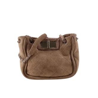 Chanel Pre-owned Suede and Fur Shoulder Bag - Dames - Pre-owned - Bruin - Maat: ONE Size Su&egrave;de