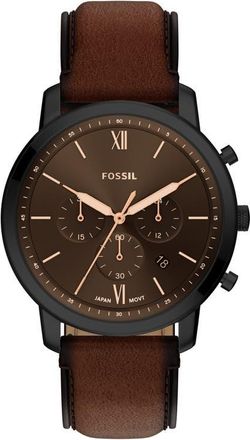 Fossil Neutra Brown Chronograph Leather Strap Watch, 44mm at Nordstrom