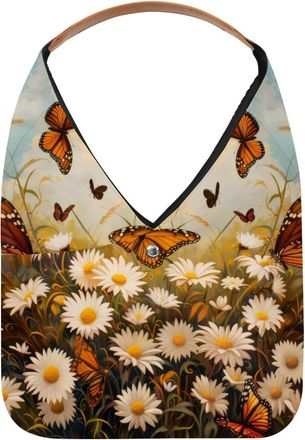 Generic Butterflies Daisies Reusable Lightweight Grocery Bags - Foldable Into Compact Pouch, Washable & Sturdy, Multipurpose for Shopping and Travel