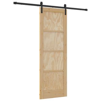 vidaXL Puerta Corredera Natural Y Negro 73,5 X 211 Cm Vidaxl