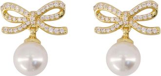 Self Portrait Womens Bow Pearl Earrings Self Portrait Metal Gold Jewelry-Watches