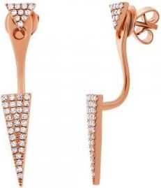 Allurez 0.21ct 14k Rose Gold Diamond Pave Triangle Ear Jacket Earrings With Studs