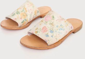 Free People Womens Print Vincente Slide Sandal In Natural Floral
