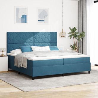vidaXL Cama Tipo Box Spring Azul Oscuro 200 X 200 Cm Terciopelo Vidaxl