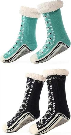 Generic Unisex Thick Cashmere Slipper Home Socks Fluffy Plush Comfy Sleeping Footwear Non-slip Grippy Boots Thermal Plush Booties (2pcs-q,One Size)