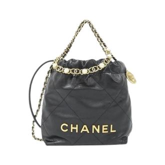 Chanel Pre-owned 22 Line Calfskin Mini Shoulder Bag - Dames - Pre-owned - Zwart - Maat: ONE Size Leer
