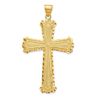 Diamond2Deal 14k Gold Diamond-cut Cross Pendant