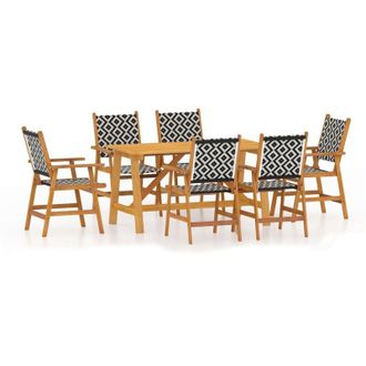 vidaXL Juego De Comedor Para Jard&iacute;n 7 Piezas Madera Maciza De Acacia Vidaxl