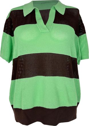 Dries Van Noten Dries van Noten Open-Knit Polo Top in Multicolor Viscose