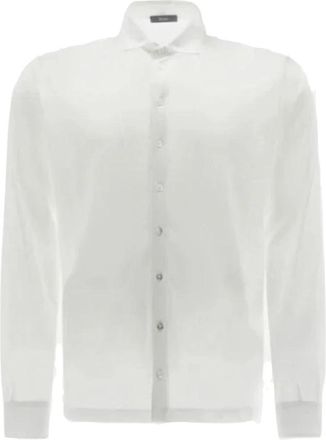 Herno Heren lange mouw polo shirt - Heren - Casual Overhemden - Wit - 2XL - Katoen - Overhemden