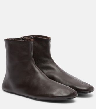 The Row Stella shearling-lined leather ankle boots