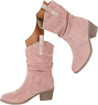 Generic Cowboy Coots for Women Mid Calf Boots Womens Mid-Calf Cowboy Cowgirl Black Dark Brown Grey Wetsern Embroidered Pull on Block Heel Pointed Toe Comforta