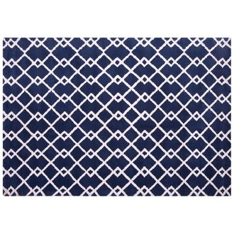 Beliani Beliani - Alfombra De Tela Azul 160 X 230 Cm Geom&eacute;trica Rectangular Moderna Serres