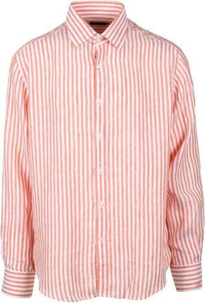 Paul & Shark Linnen Overhemd - Heren - Casual Overhemden - Roze - 3XL - Linnen - Overhemden