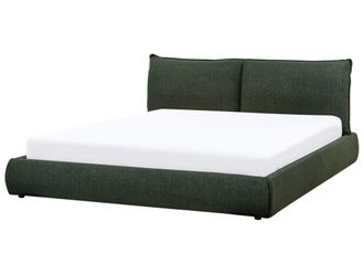 Beliani Cama matrimonial de tejido verde 180x200