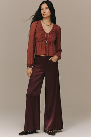 Pilcro The Adi Silky Mid-Rise Flare Pants by Pilcro