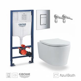 GROHE Bastidor Grohe Cisterna Empotrada Y Pulsador Cromo Con Inodoro Suspendido Rimless Lia Blanco Br Aqua