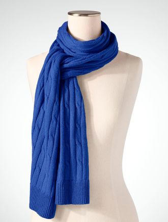 Talbots Soft Cable Knit Scarf - Blue Majesty - 001 Talbots