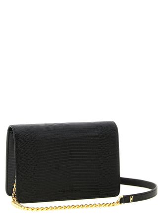Elisabetta Franchi Lizard-Embossed Leather Shoulder Bag - Black