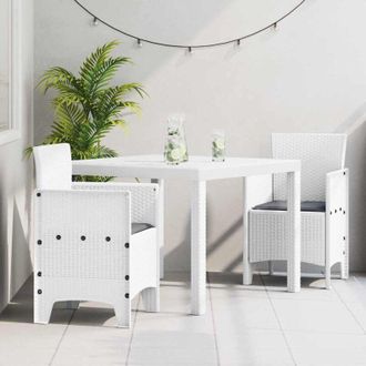vidaXL Conjunto De Comedor De Jard&iacute;n 3 Pcs Blanco Ratan Polt Vidaxl