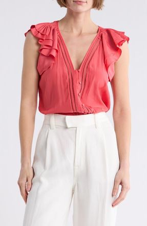 Ramy Brook Kendall Short Sleeve Button-Up Shirt in Sunset at Nordstrom Rack, Size X-Small