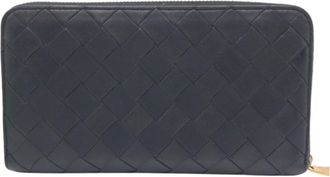 Bottega Veneta Black Leather Long Wallet (Bi-Fold) (Pre-Owned)