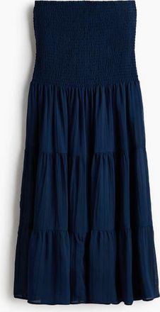 H&M Smocked Chiffon Skirt in Navy Blue at Nordstrom, Size Xx-Large