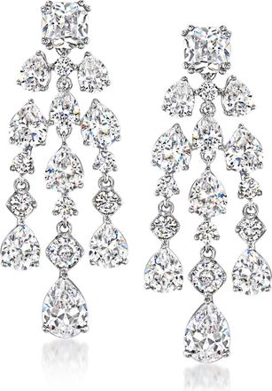 Ross-Simons Rhodium-Plated Chandelier Earrings With Czs