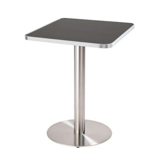 Oviala Mesa de comedor 60x60 cm pata plata y revestimiento negro/plata