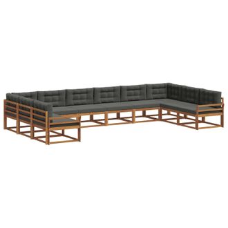 vidaXL Set Di Divani Da Esterno 10 Pz Naturale E Antracite Vidaxl