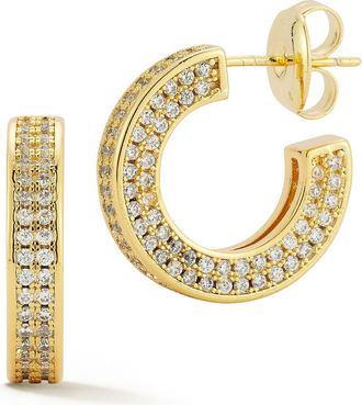 Glaze Jewelry Pav&eacute; Cubic Zirconia Square Tube Huggie Hoop Earrings in Gold at Nordstrom Rack