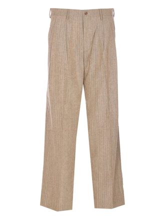 Nn.07 pleat-detail trousers - men - European Flax Certified Linen - 33/34 - Brown