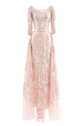 Saiid Kobeisy Embroidered Long Dress With Overskirt