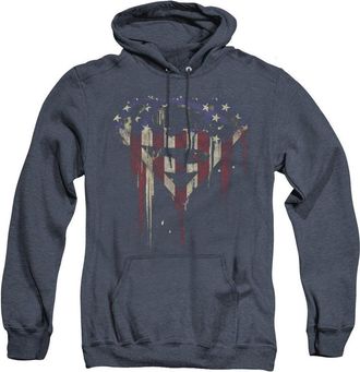 Gildan Superman Bleeding Shield Adult Heather Hoodie / Hooded Sweatshirt