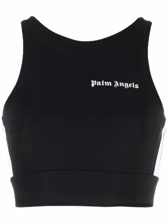 Palm Angels side-stripe cropped top - women - Polyamide/Polyester/Spandex/Elastane - S - Black