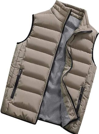 Generic BOTCAM Mens Winter Vest With Zipper Stand-Up Collar Pockets Sleeveless Coat Bodywarmer Outdoor Sports Padded Quilted Vest Light Weight Puffer Vest War