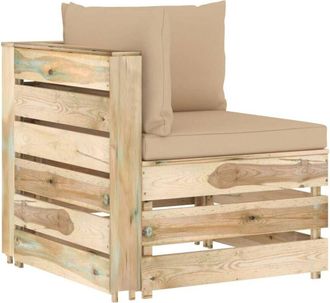 vidaXL Sof&aacute; De Esquina Seccional Con Cojines Madera Impregnada Verde Vidaxl