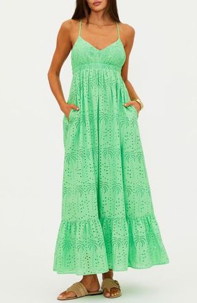 Beach Riot Ruthie Cotton Voile Cover-Up Maxi Sundress in Eyelet at Nordstrom, Size X-Large