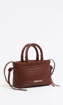 Bimba & Lola Plaited Leather Mini Bag in Nut at Nordstrom