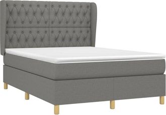 vidaXL Cama Box Spring Con Colch&oacute;n Tela Gris Oscuro 140x200 Cm Vidaxl